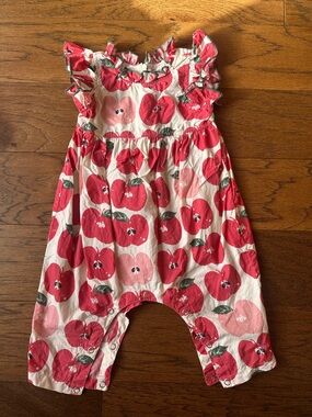 Pink Chicken Pink and Red Apple Print romper